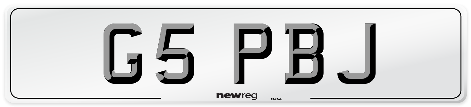 G5 PBJ Number Plate from New Reg